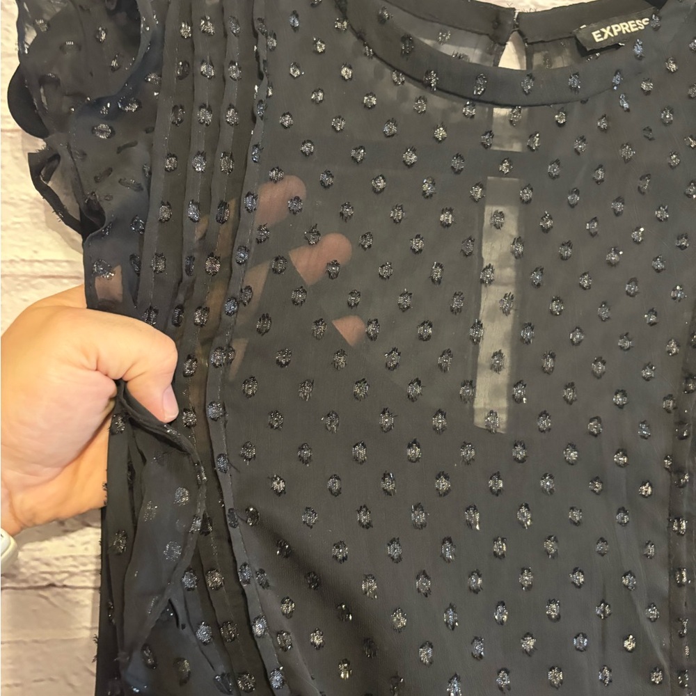 Express Polka Dot Ruffle Mini Dress - Picture 4 of 11